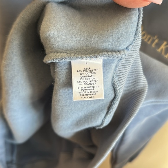 Bailey Rose Don’t Know Don’t Care Pullover Size L Powder Blue Long Sleeve - Picture 7 of 11